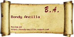 Bondy Ancilla névjegykártya